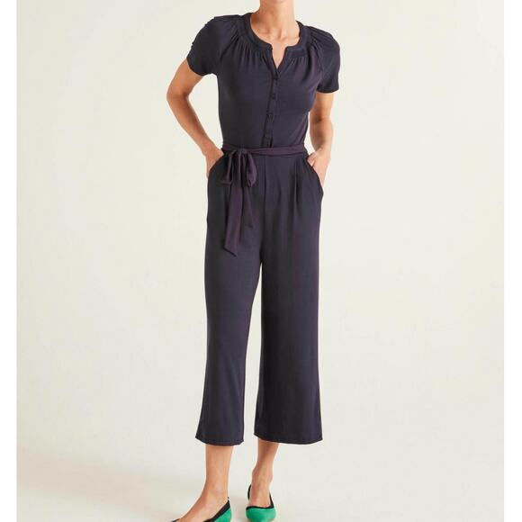 BODEN Edith Jersey Jumpsuit Navy Blue {3N34}
